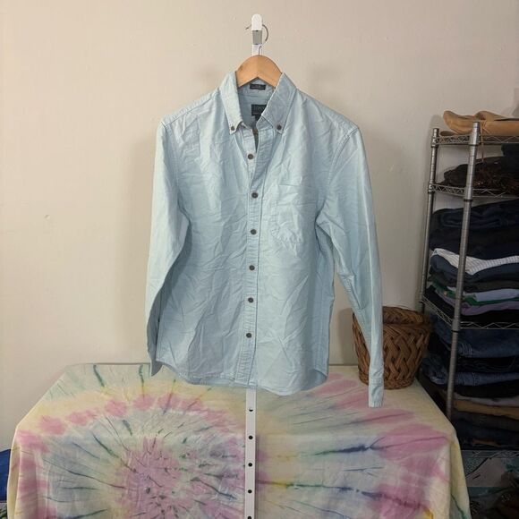 J CREW Light Blue Men's Shirt garment dye men’s small blue button down - Picture 2 of 5